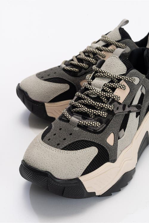 Forever & Always Shoes Loretta Platform Sneakers In Black Gray