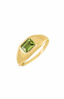14k Gold Peridot Signet Ring