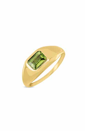 14k Gold Peridot Signet Ring