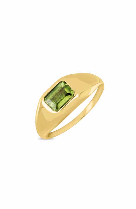 14k Gold Peridot Signet Ring