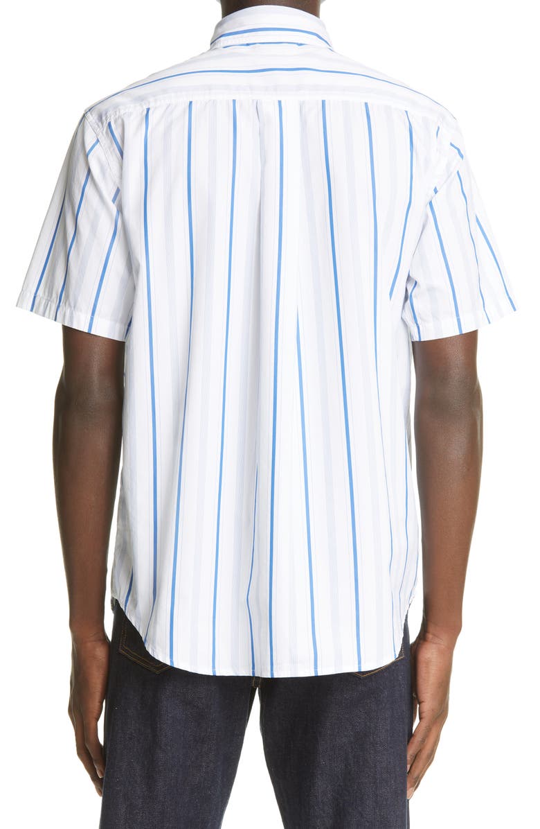 Noah Stripe Short Sleeve Cotton Button-Up Shirt, Alternate, color, 