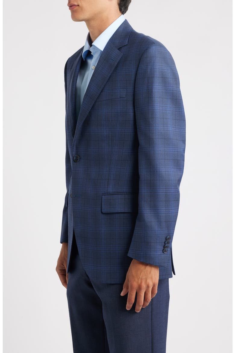 Flynn Classic Fit Blue Plaid Wool Sport Coat, Alternate, color, NAVY