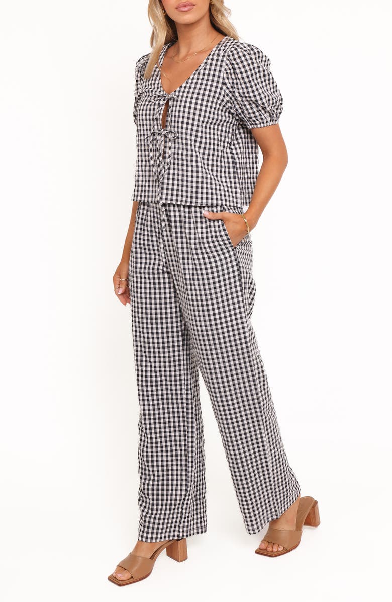 Petal & Pup Hilda Gingham Shirt & Pants, Alternate, color, Black Gingham