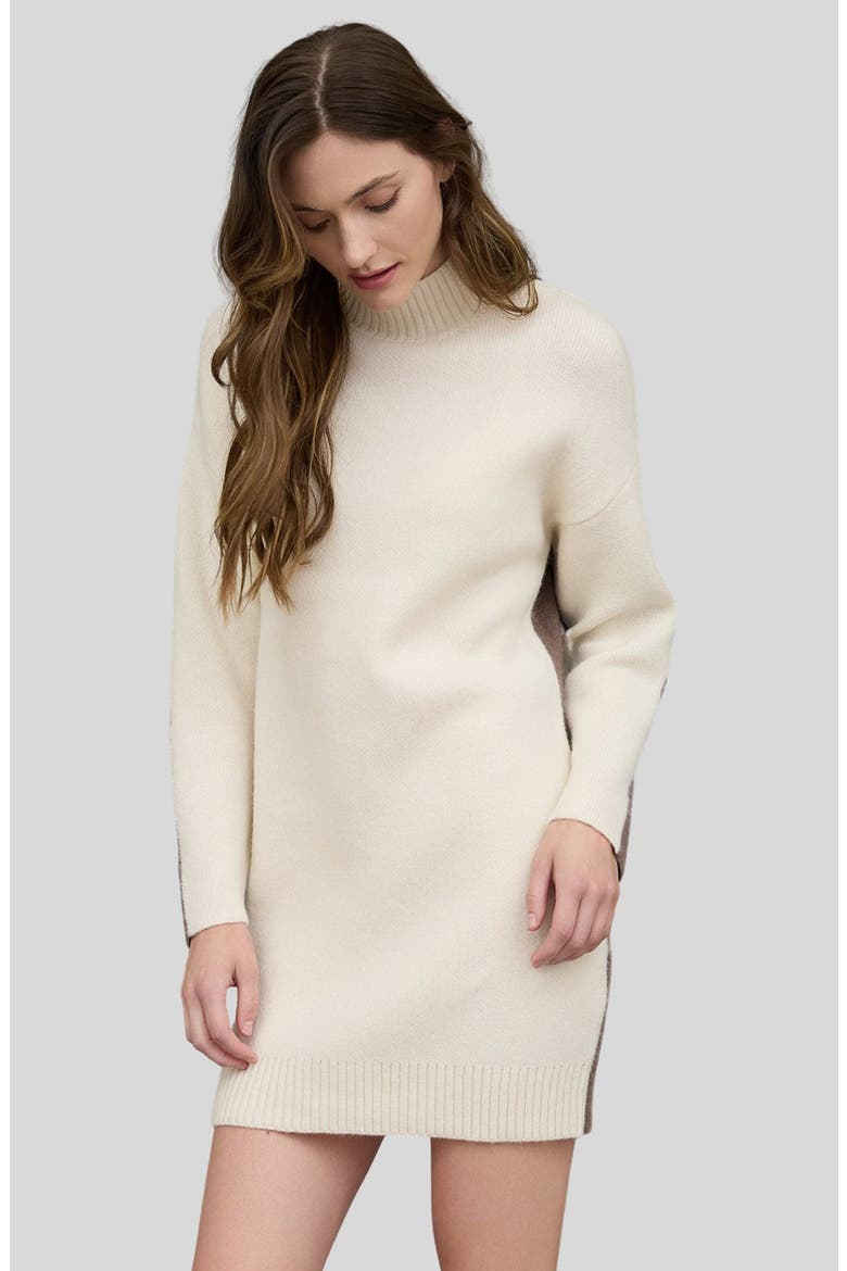 Colorblock Mock Neck Long Sleeve Sweater Dress, Alternate, color, IVORY