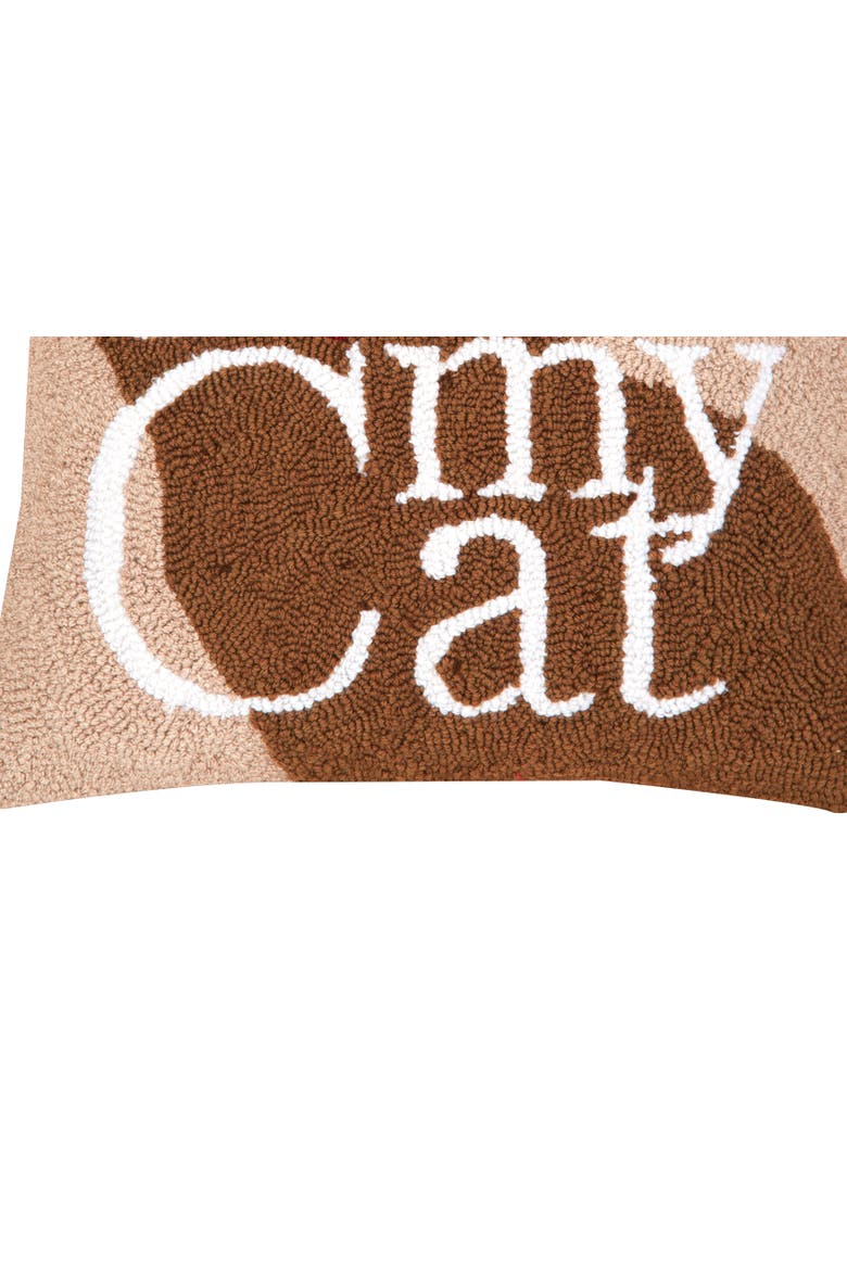 Cat Love Hooked Accent Throw Pillow, 18" x 18", Alternate, color, Brown