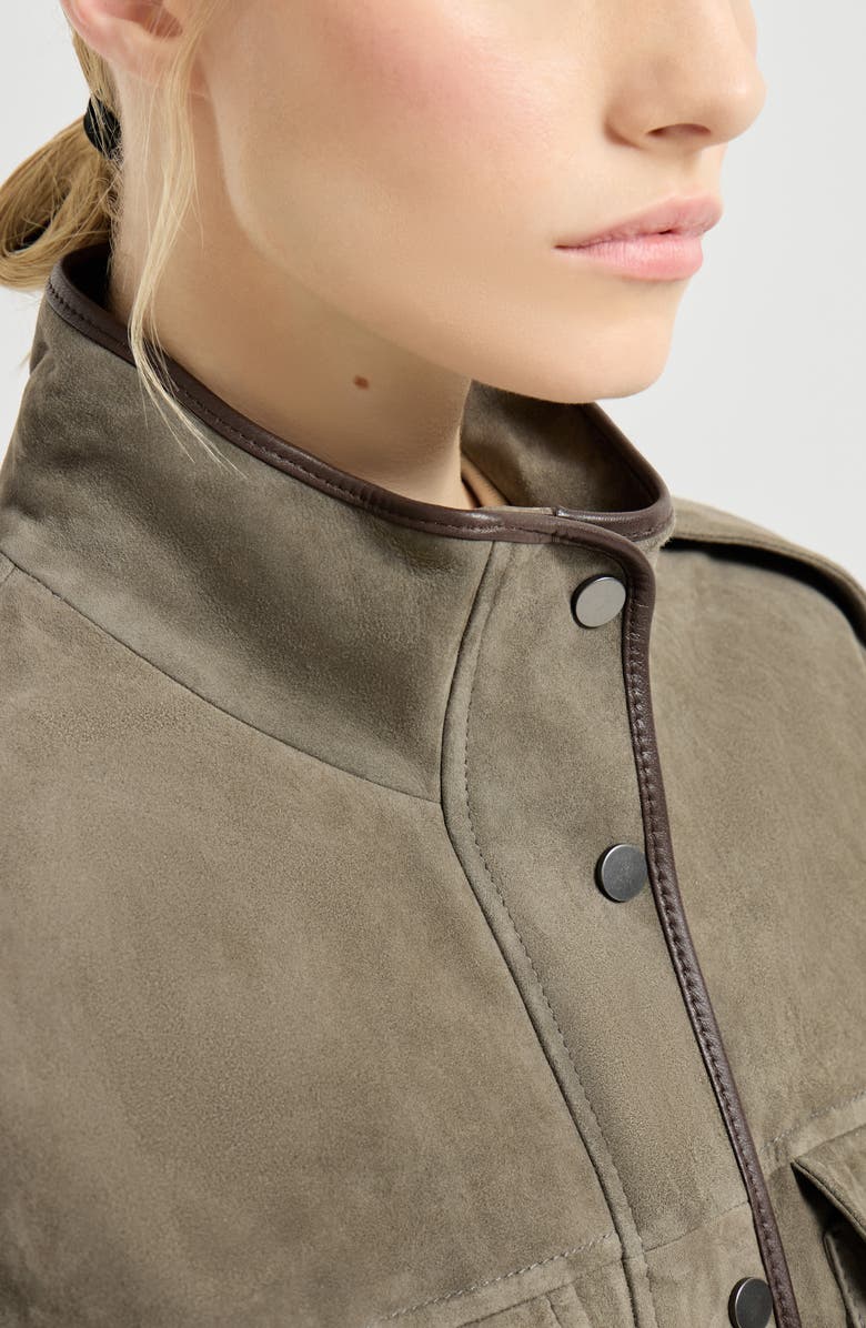 Brunello Cucinelli Couture suede outerwear, Alternate, color, Green