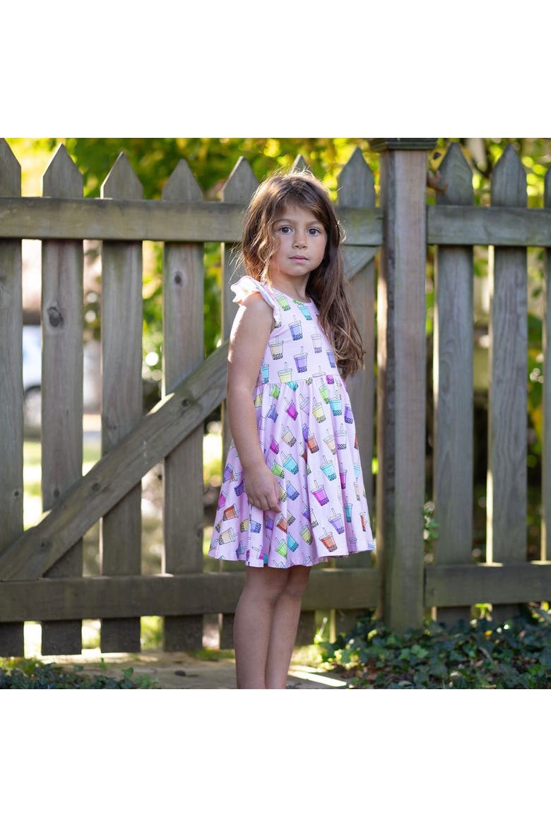 Girls Racer Back Dress, Alternate, color, Boba