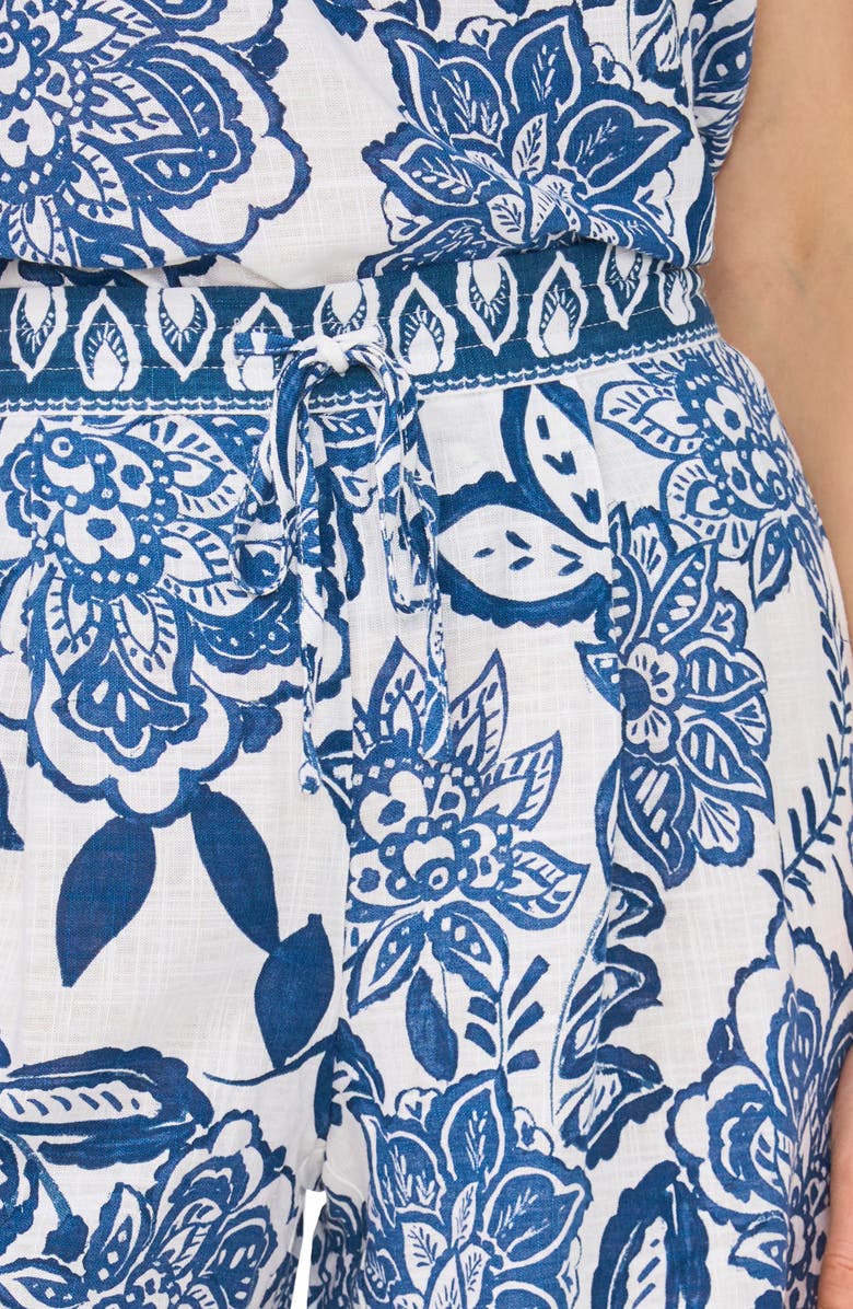 CeCe Floral Print Tank & Shorts Set, Alternate, color, Denim