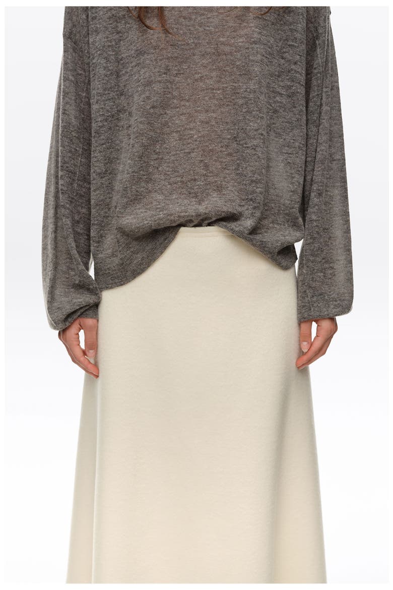 Double-Face Wool A-Line Skirt, Alternate, color, IVORY