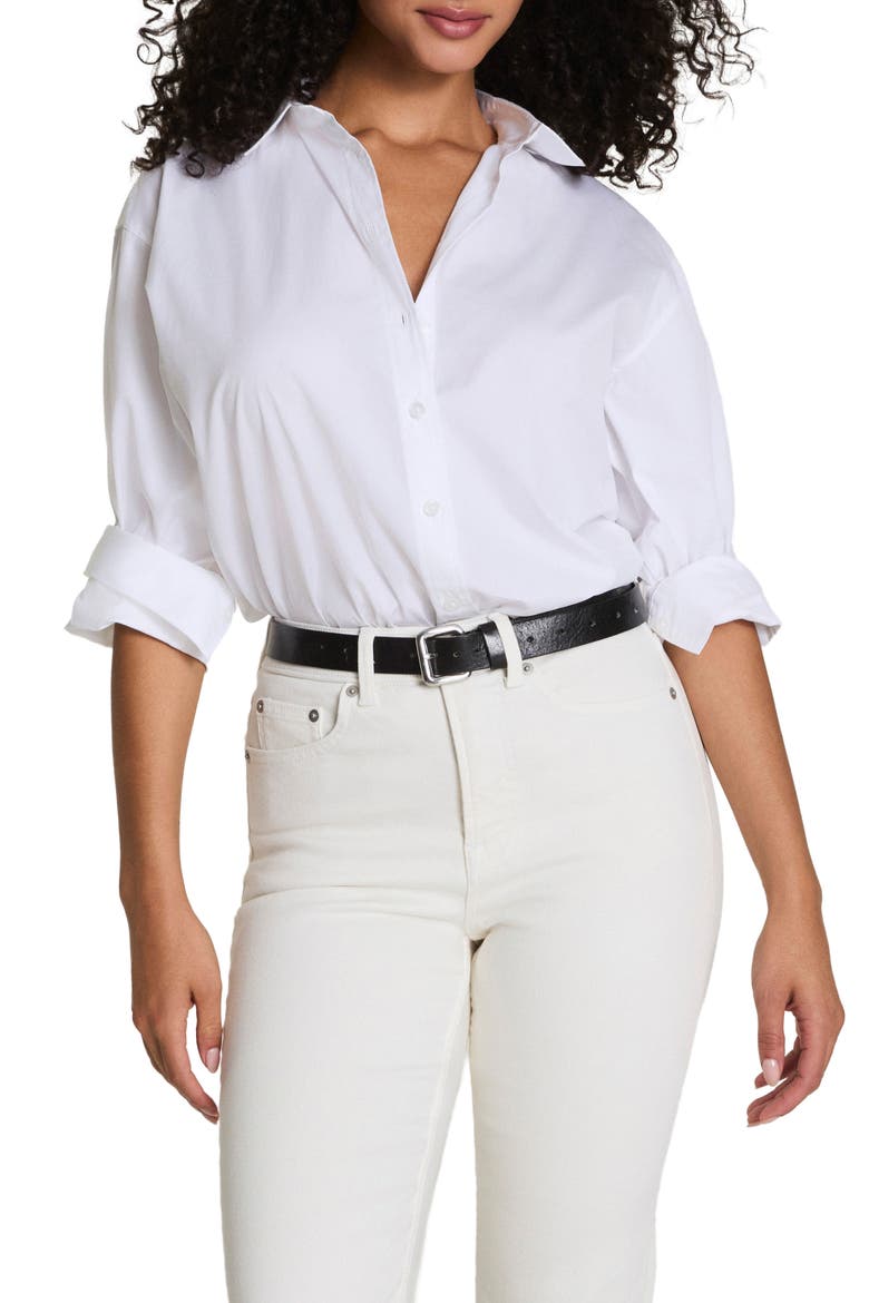 Relaxed Fit Poplin Button-Up Shirt, Alternate, color, CLASSIC WHITE
