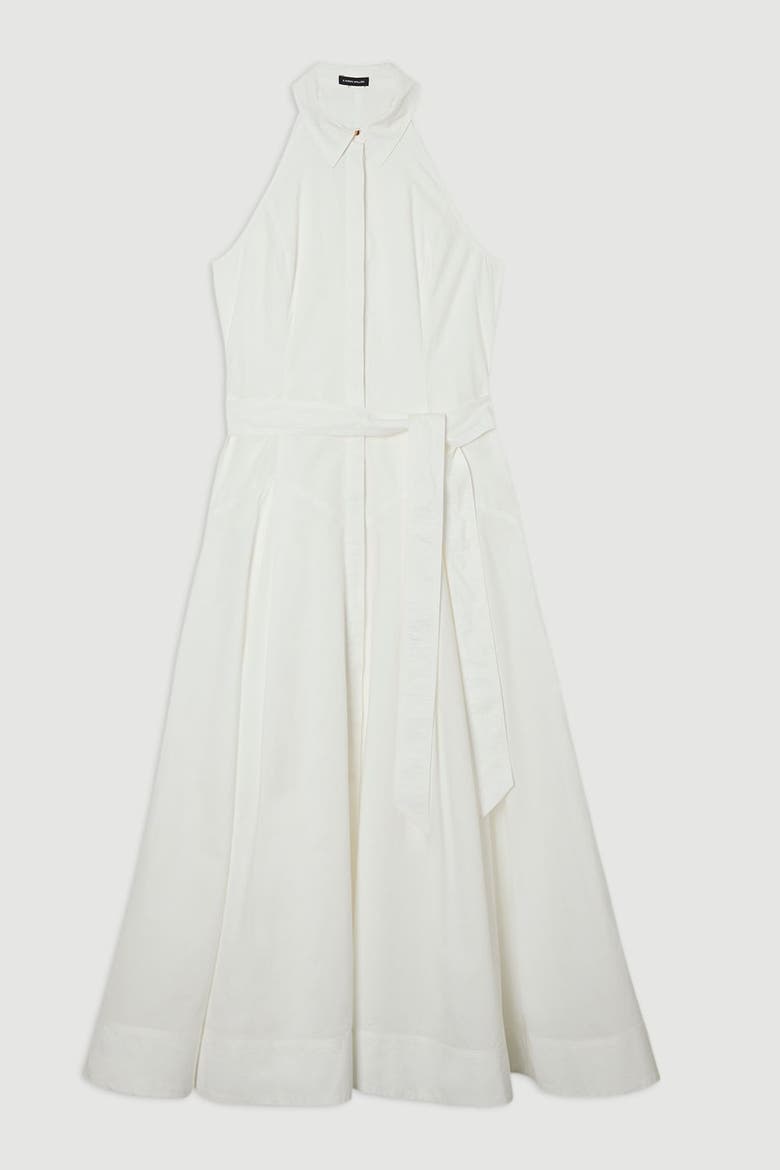 Midi Shirt Dress With Dropped Waist, Alternate, color, White