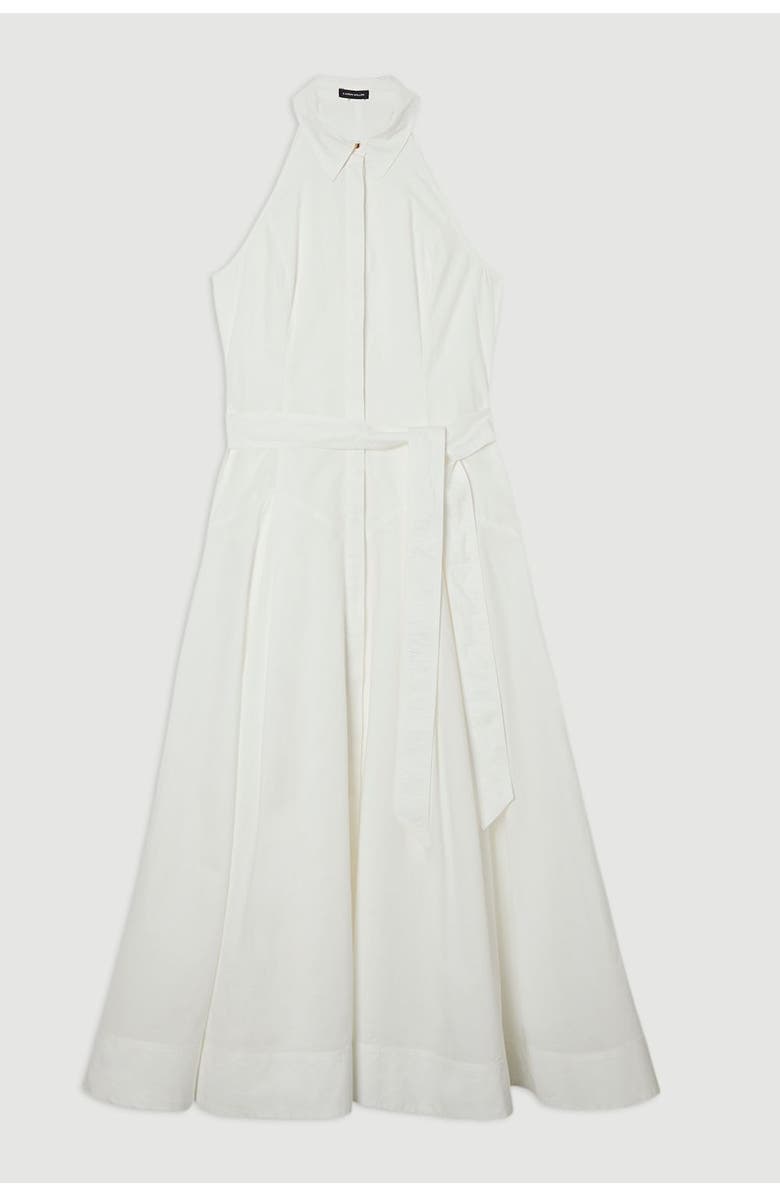 Karen Millen Midi Shirt Dress With Dropped Waist, Alternate, color, White
