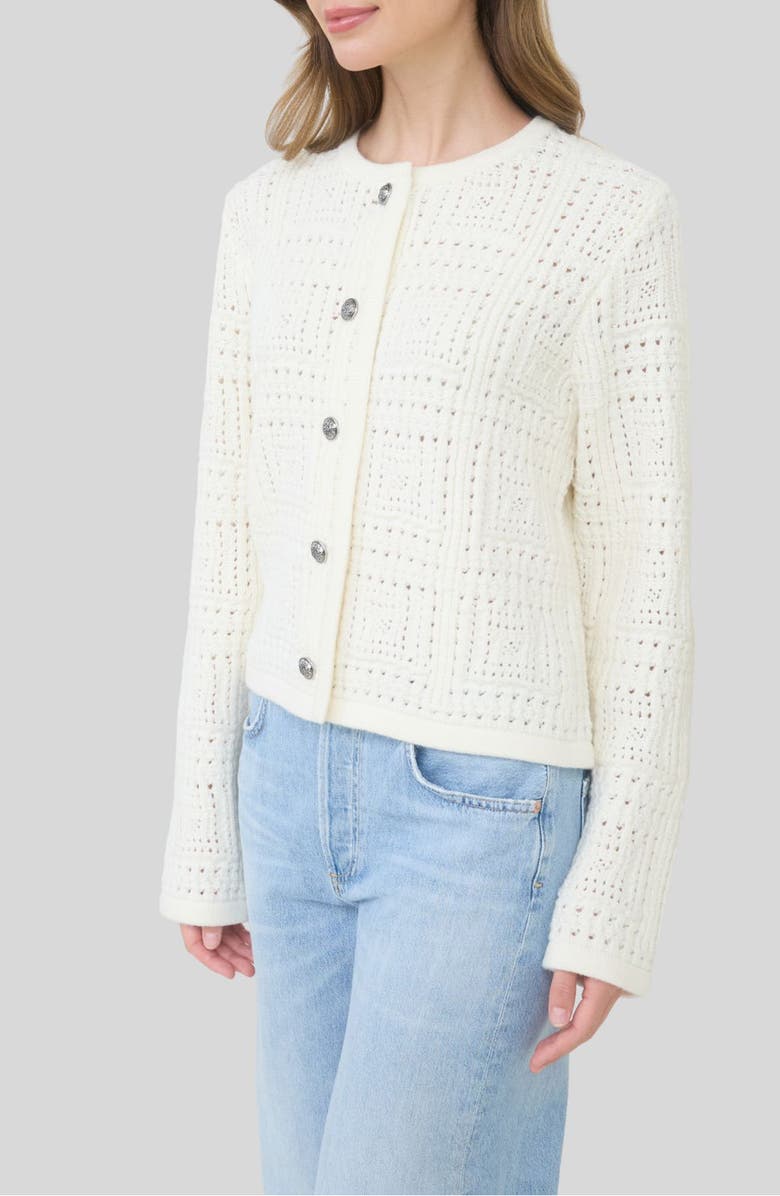 ZOE AND CLAIRE Openwork Texture Cardigan, Main, color, Ivory
