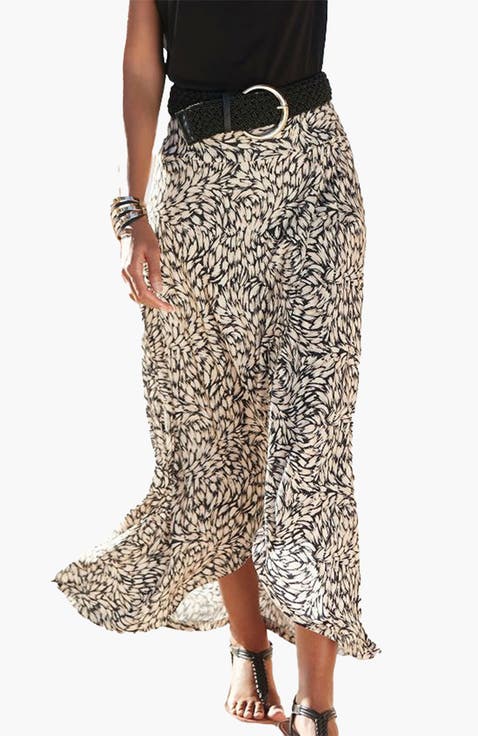 Women's High Low Printed Skirt