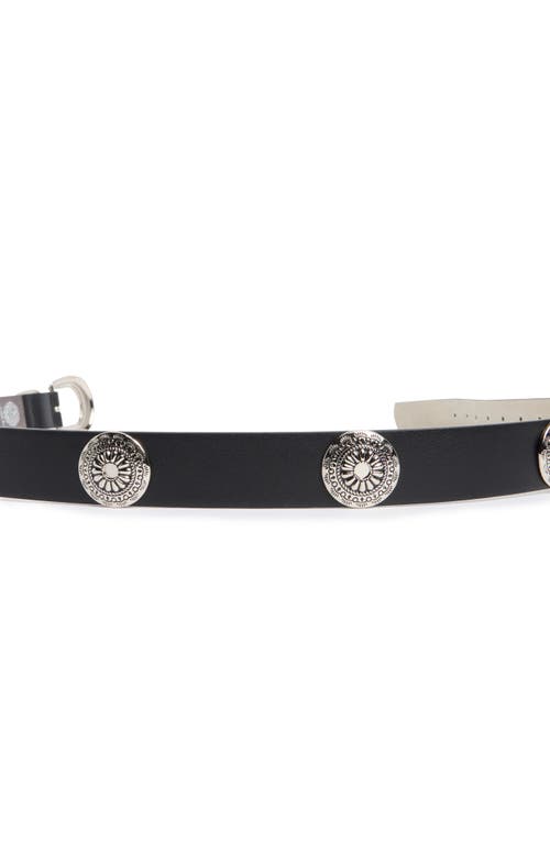 Vince Camuto Ribbed Buckle & Keeper Belt In Black Silver