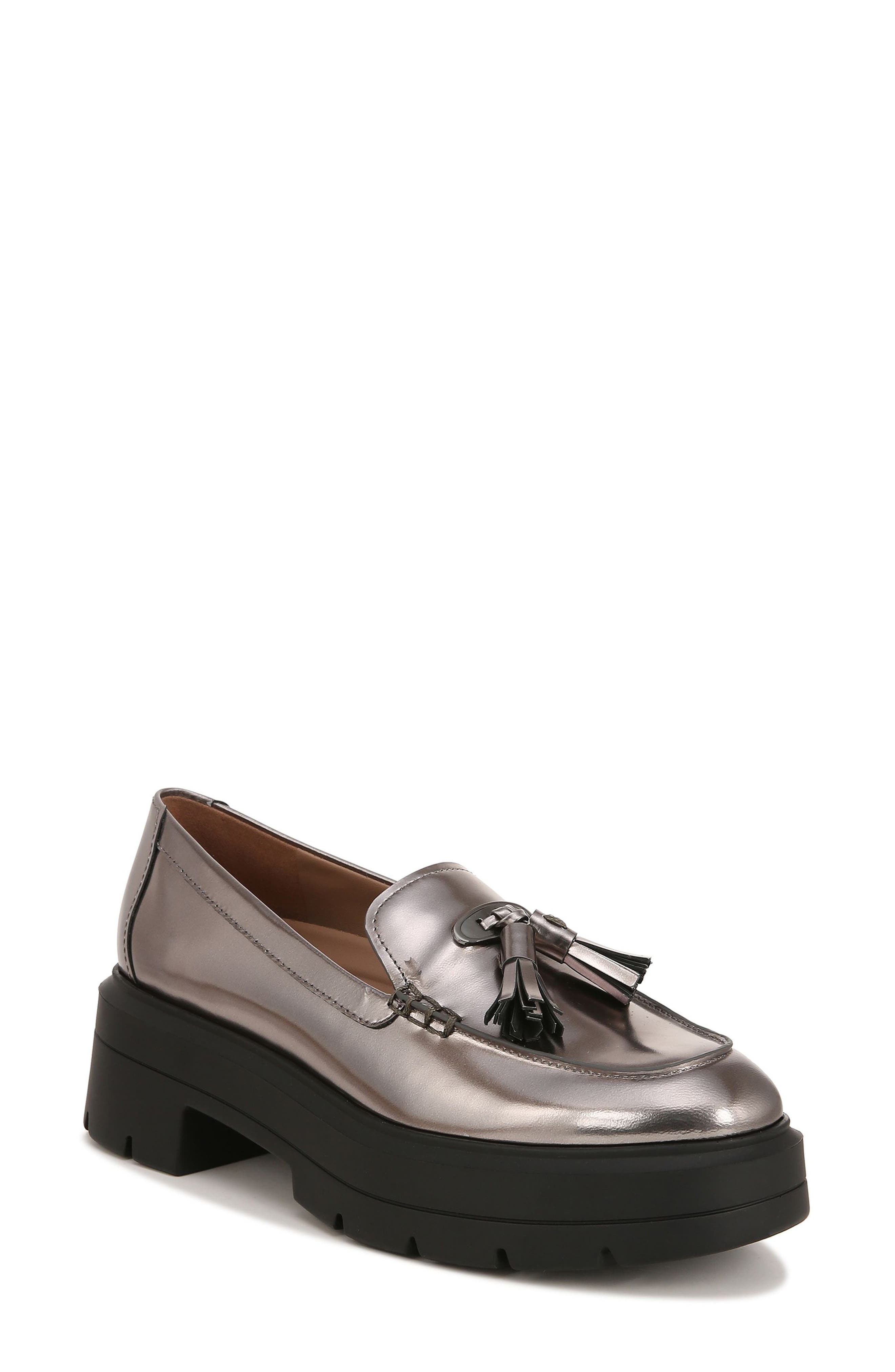 Nieves Tassel Platform Loafer, Main, color, PEWTER GREY LEATHER