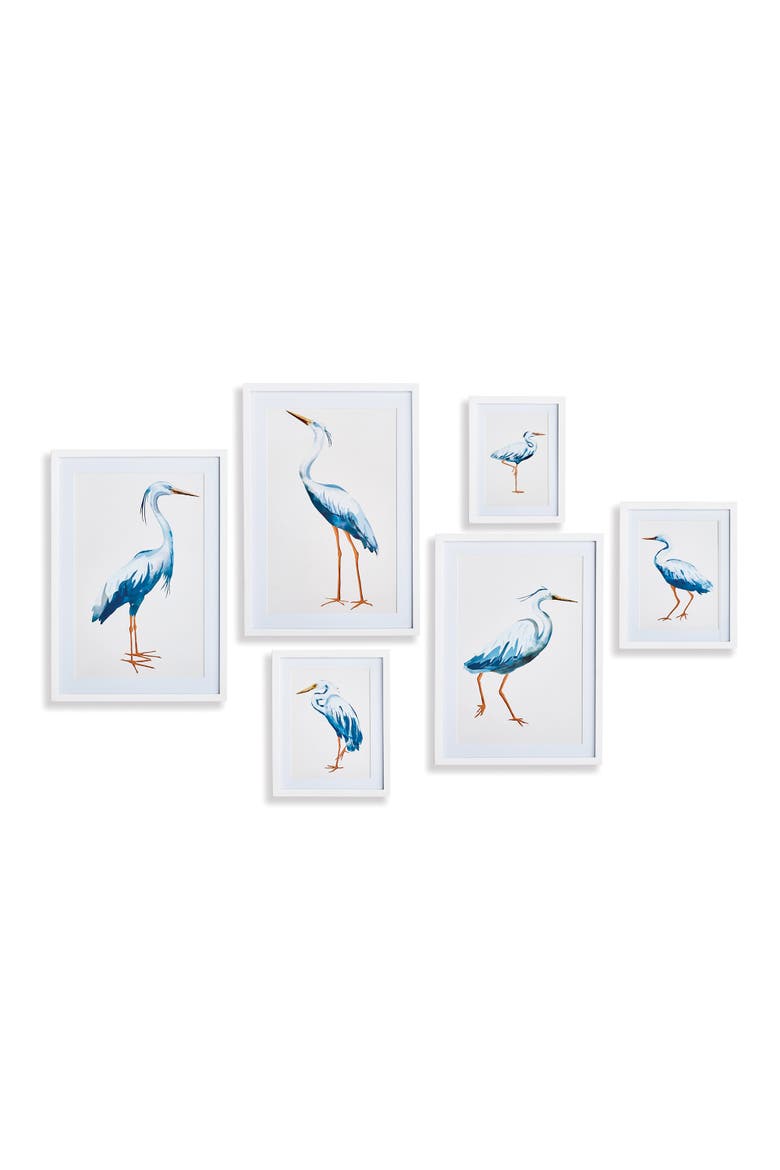 Blue Heron Gallery Framed Wall Art Set of 6, Main, color, Blue
