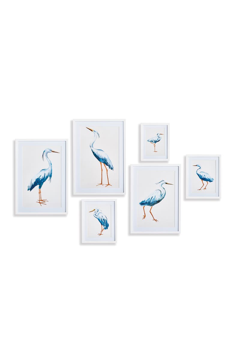 Napa Home & Garden Blue Heron Gallery Framed Wall Art Set of 6, Main, color, Blue