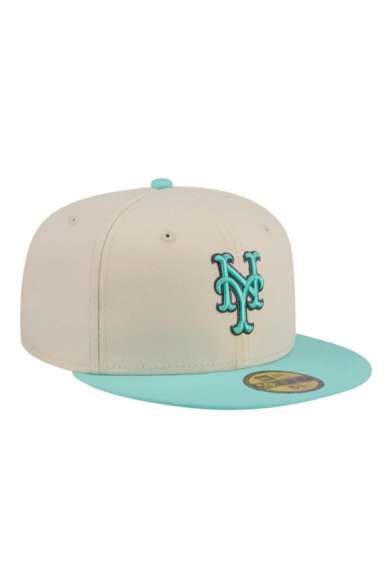 Men's New Era Light Beige/Turquoise New York Mets Two-Tone Color Pack 59FIFTY Fitted Hat, Alternate, color, Light Beige