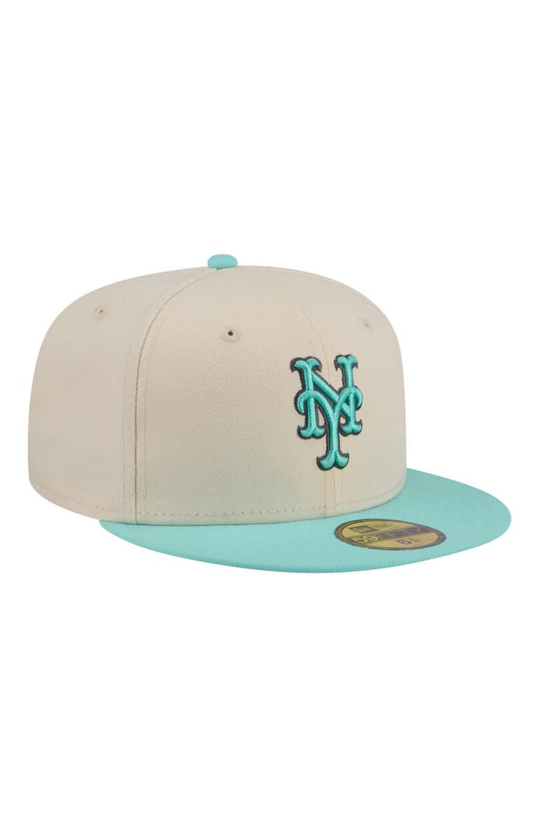 New Era Men's New Era Light Beige/Turquoise New York Mets Two-Tone Color Pack 59FIFTY Fitted Hat, Alternate, color, Light Beige
