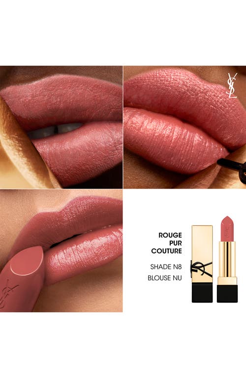 Saint Laurent Yves Rouge Pur Couture Caring Satin Lipstick With Ceramides In N8 Blouse Nu
