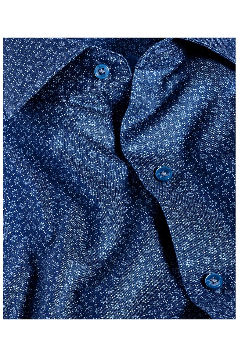 Regular Fit Geometric Pima Cotton Shirt, Alternate, color, NAVY