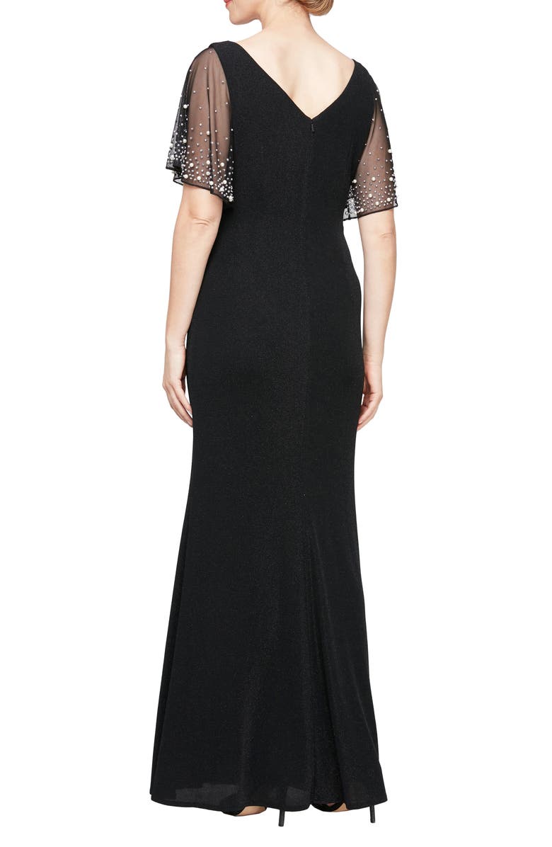 Alex Evenings Embellished Metallic Flutter Sleeve Trumpet Gown | Nordstrom Alex Evenings Embellished Metallic Flutter Sleeve Trumpet Gown | Nordstrom