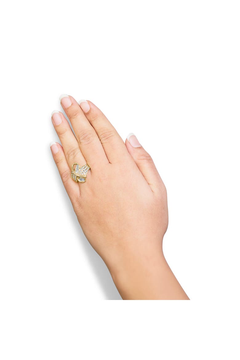 14K Yellow Gold 1 1/3 Cttw Diamond Bypass Cocktail Ring, Alternate, color, Yellow