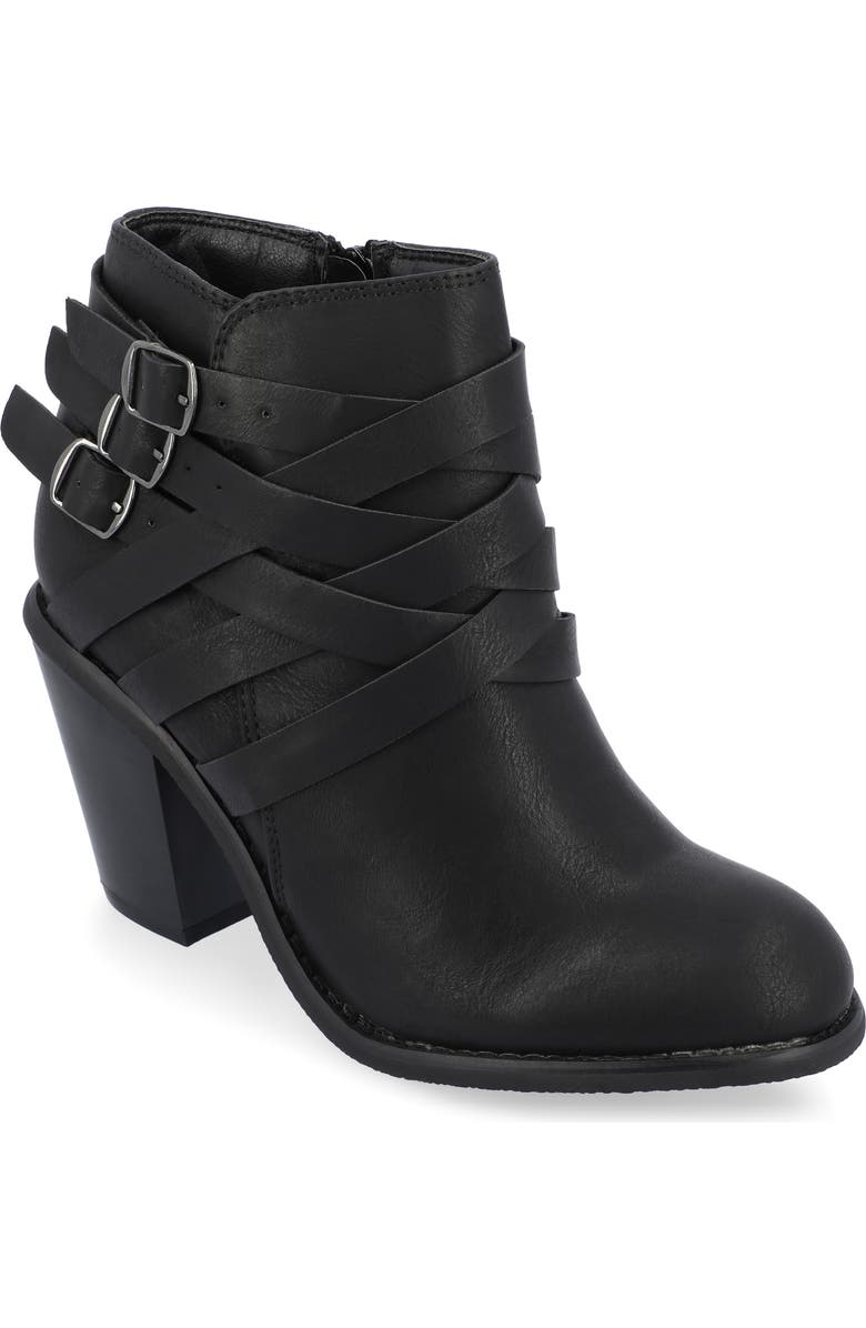 Journee Collection Strappy Ankle Bootie, Main, color, Black