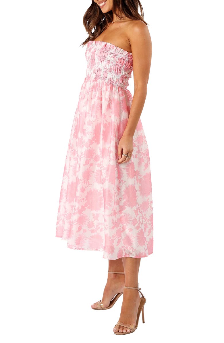 Petal & Pup Carter Floral Strapless Midi Dress, Alternate, color, Pink Floral