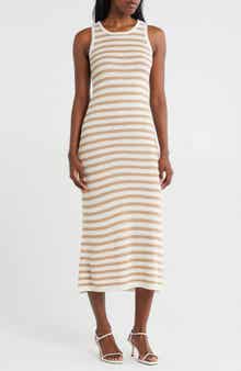 ZOE AND CLAIRE Stripe Sleeveless Knit Midi Dress