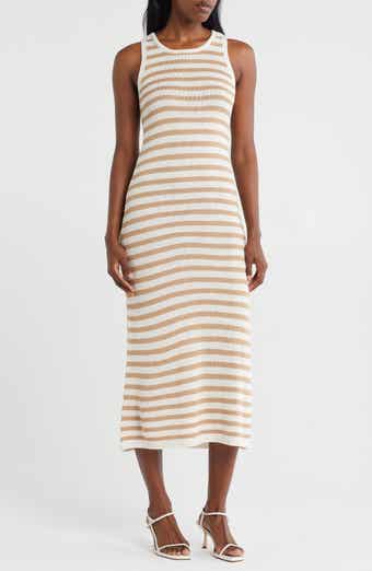 ZOE AND CLAIRE Stripe Sleeveless Knit Midi Dress