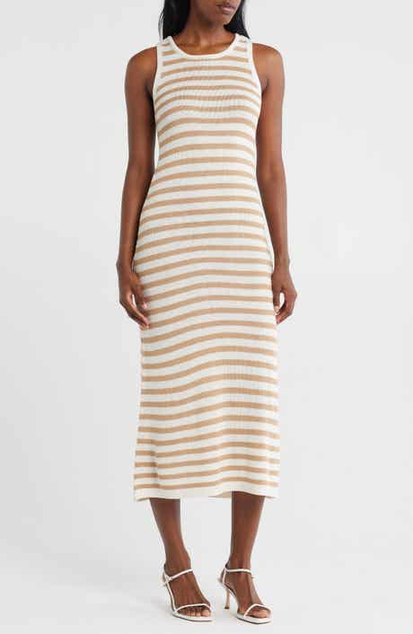ZOE AND CLAIRE Stripe Sleeveless Knit Midi Dress