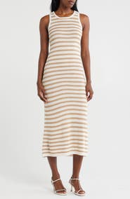 ZOE AND CLAIRE Stripe Sleeveless Knit Midi Dress