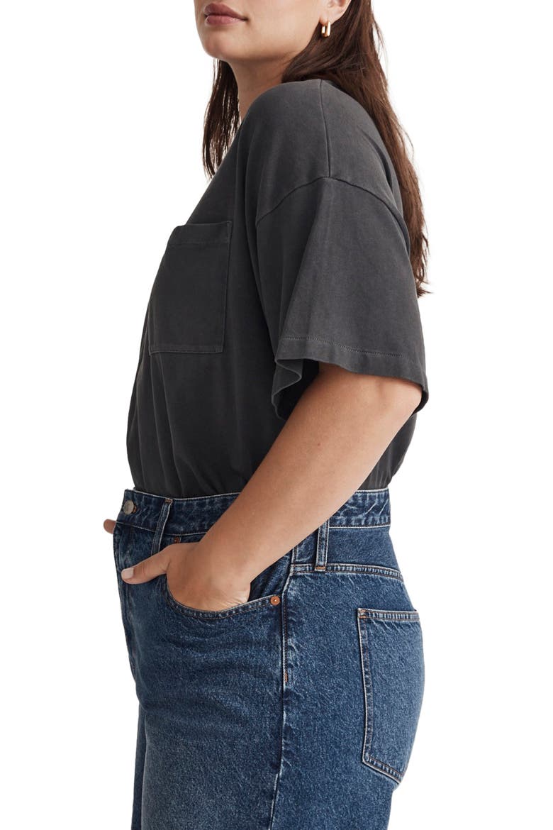 Garment-Dyed Oversize Cotton Pocket T-Shirt, Alternate, color, BLACK COAL