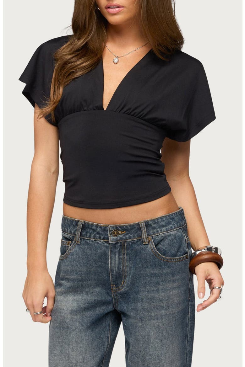 Salie Back Cutout Crop Top, Main, color, BLACK