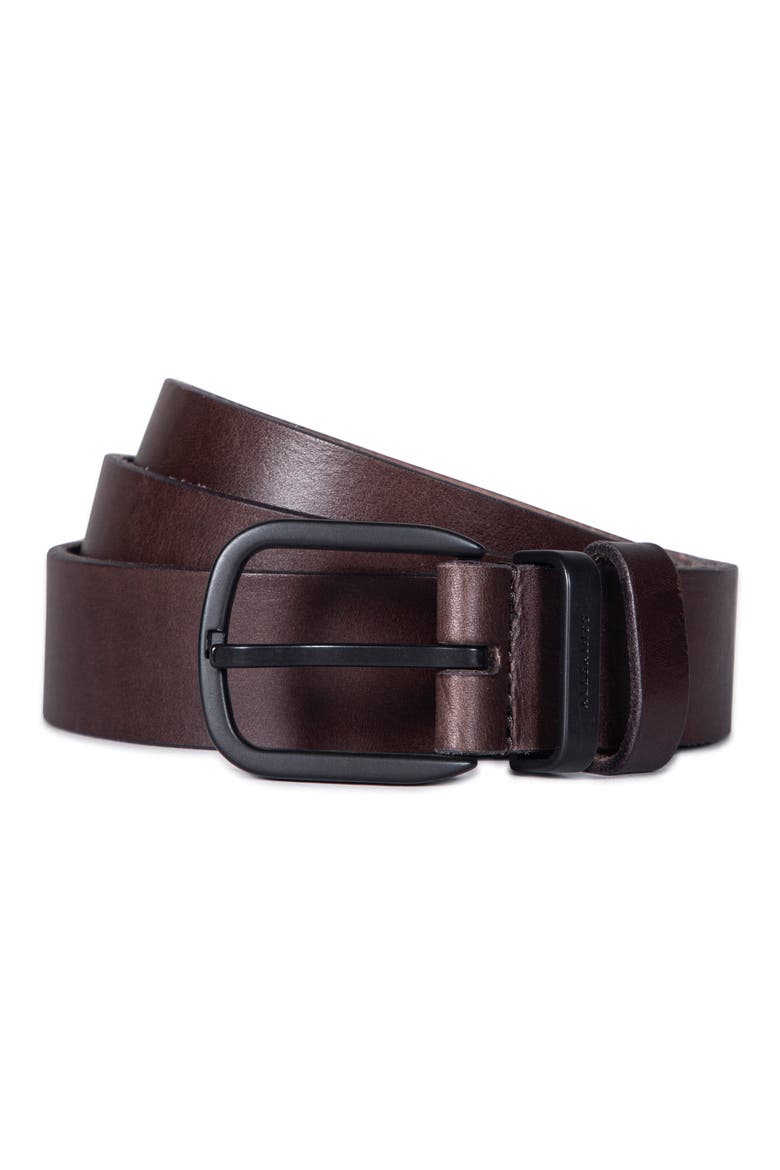 Leather Belt, Alternate, color, BITTER BROWN / DULL NICKEL
