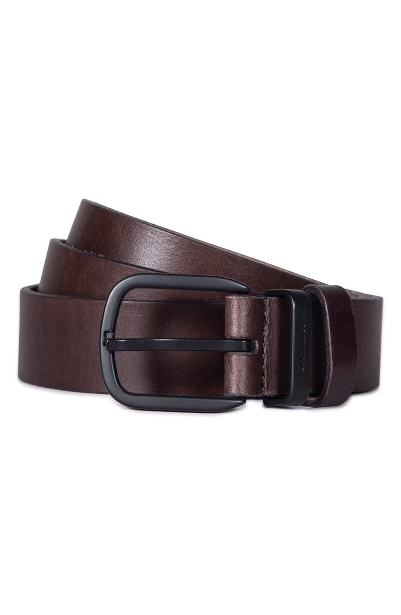 AllSaints Leather Belt, Alternate, color, Bitter Brown / Dull Nickel