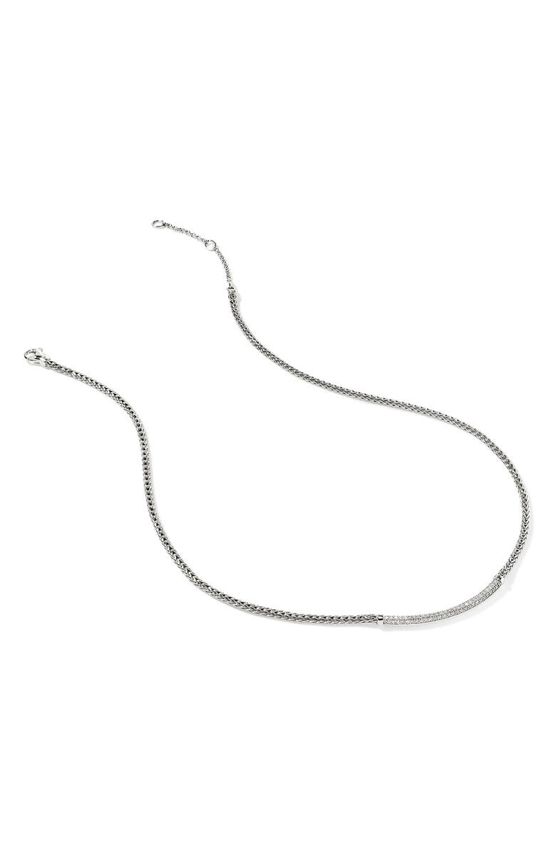 John Hardy JH Essential Diamond Pavé Necklace, 2.5mm, Alternate, color, Silver/ White Diamond