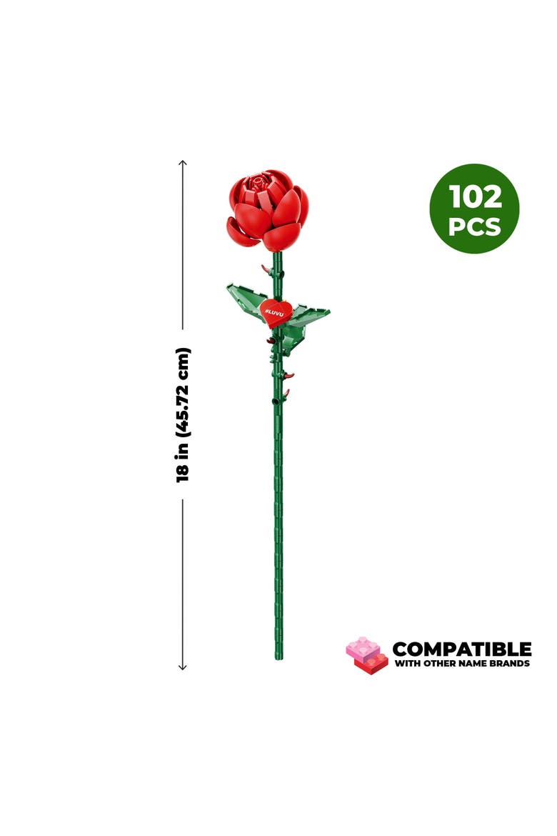 Bricktanicals Red Long Stem Rose Building Set, Alternate, color, Pink
