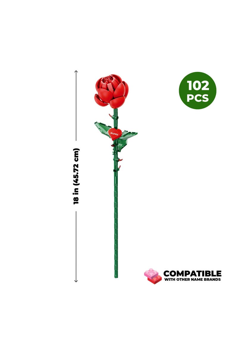 Brickcraft Bricktanicals Red Long Stem Rose Building Set, Alternate, color, Pink