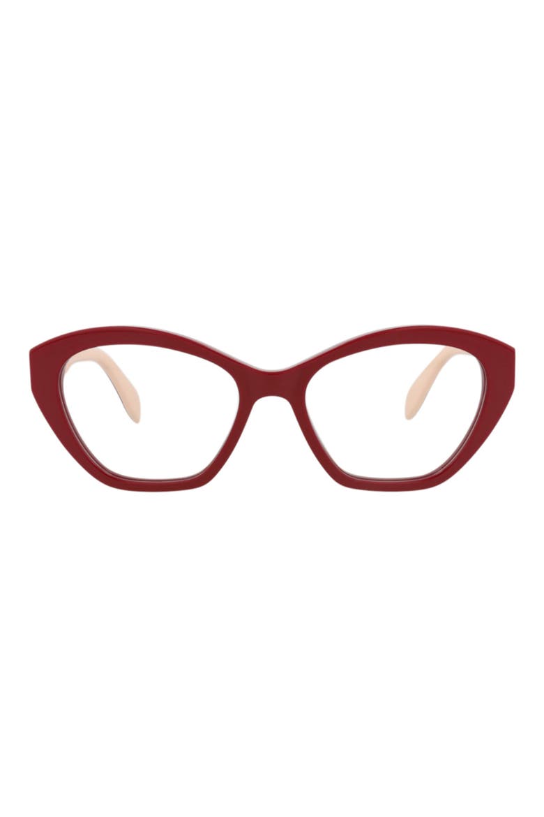 52mm Cat Eye Optical Glasses, Main, color, RED RED TRANSPARENT