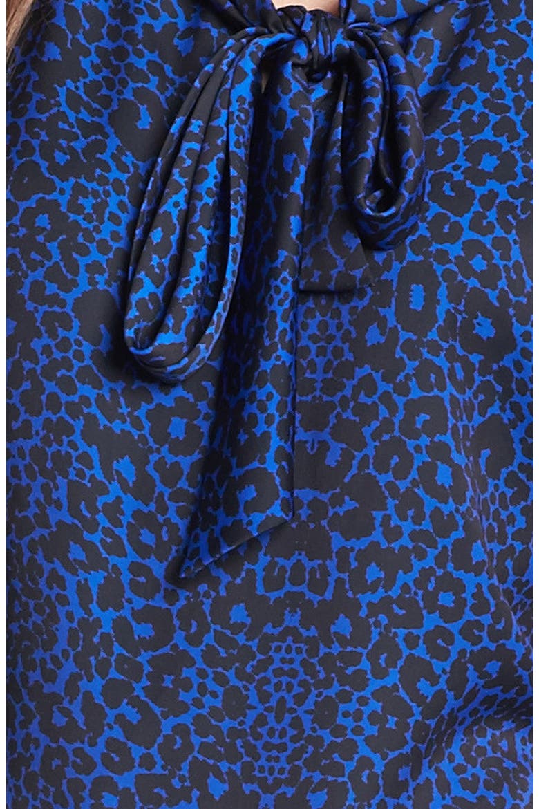 Tie Neck Sleeveless Top, Alternate, color, BLUE MAZARINE/ BLACK COMBO