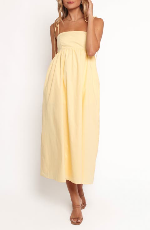Simona Tie Strap Cotton Maxi Sundress