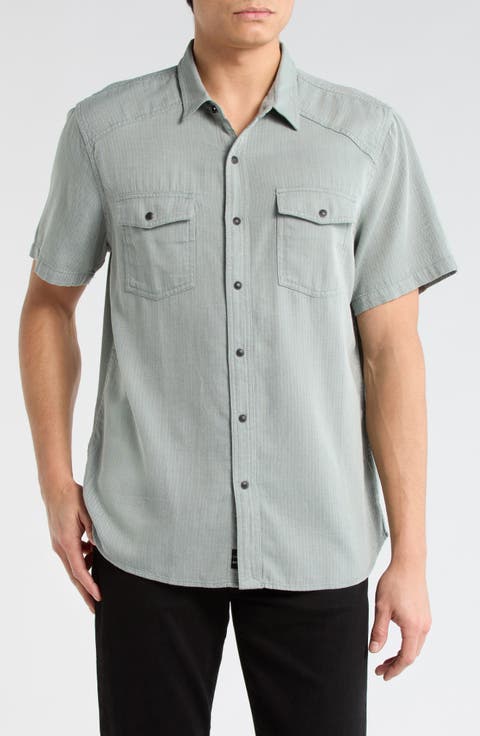 Herringbone Short Sleeve Western Shirt