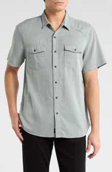 Lucky Brand Herringbone Short Sleeve Western Shirt