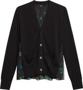 Sacai Floral Print Wool Blend Cardigan