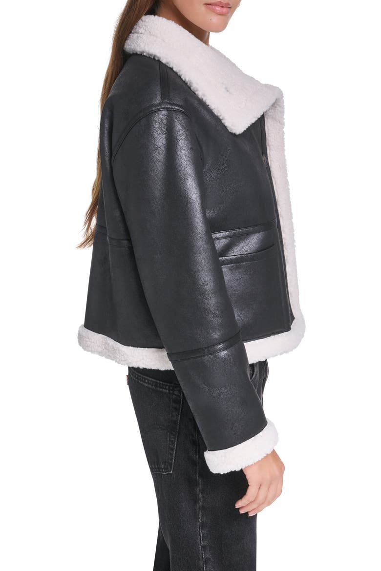 Reversible Faux Shearling Jacket, Alternate, color, BIRCH BLK