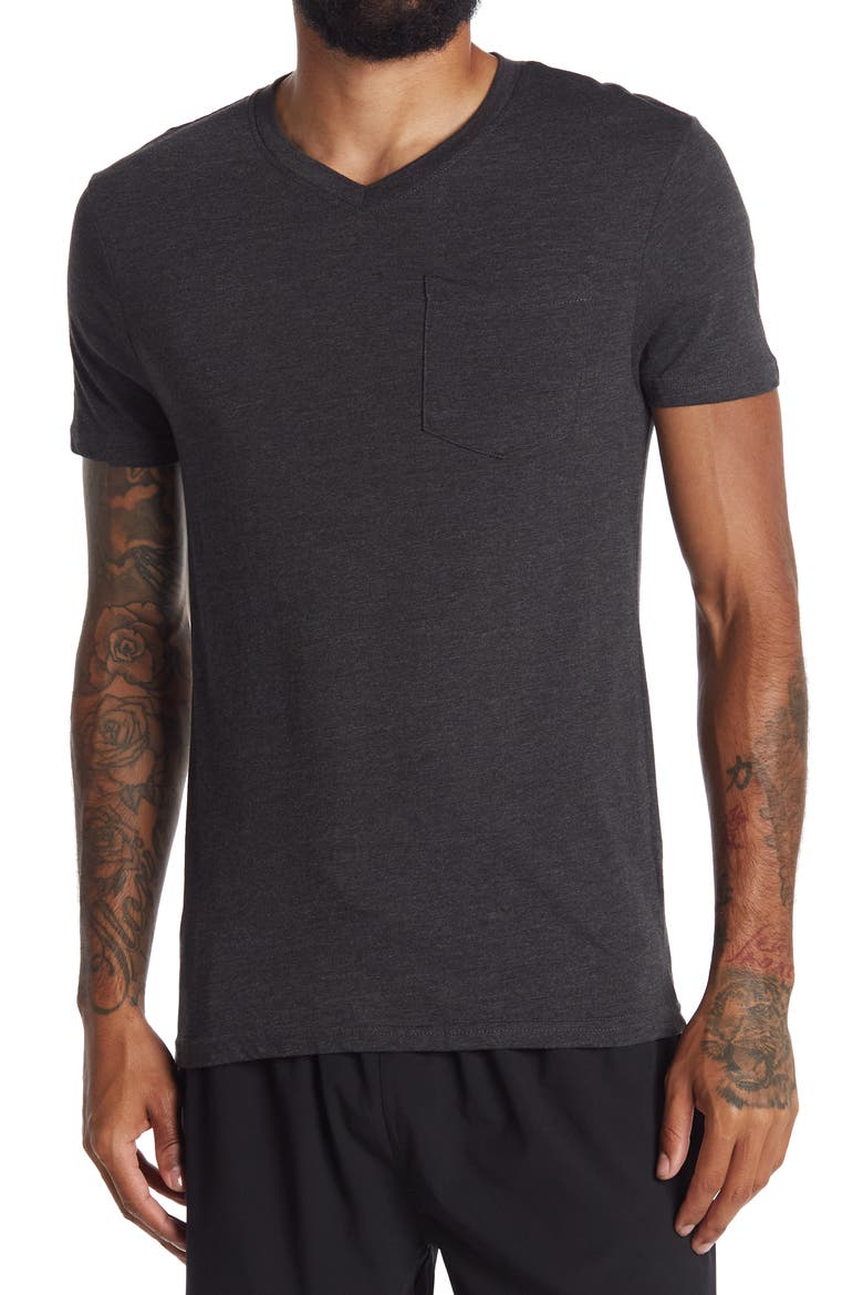 Patch Pocket V-Neck T-Shirt, Main, color, BLACK