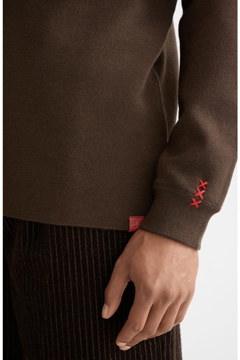 Double Face Wool & Cotton Sweater, Alternate, color, DEMITASSE